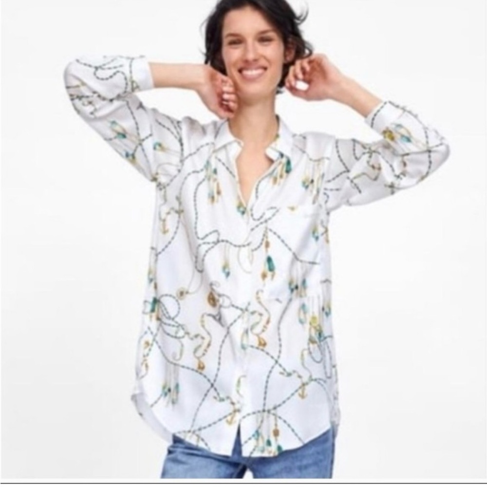 ZARA | chain print blouse